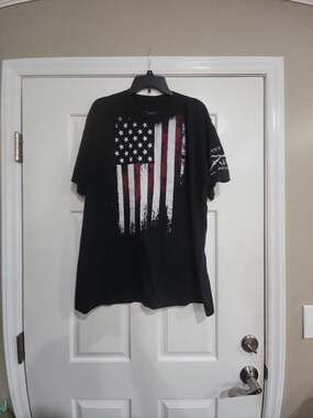 Grunt Style 'If I Charge, Follow Me' Distressed Flag Graphic T-Shirt